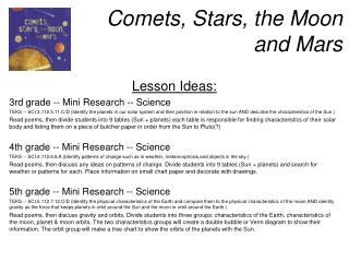 Comets, Stars, the Moon and Mars