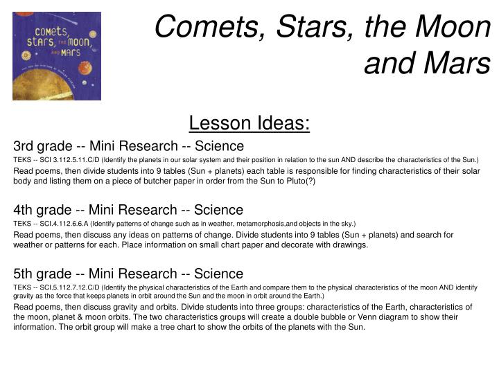 comets stars the moon and mars