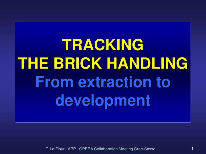 tracking the brick handling from extraction to development