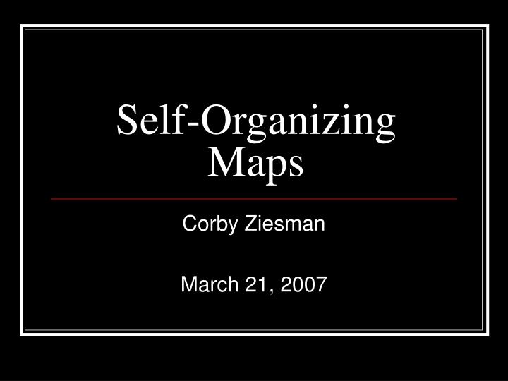 self organizing maps