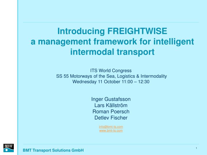 introducing freightwise a management framework for intelligent intermodal transport