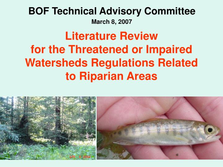literature review for the threatened or impaired watersheds regulations related to riparian areas