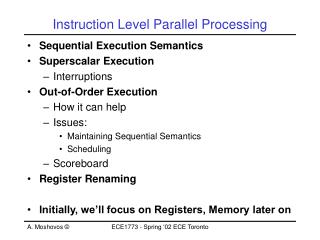 Instruction Level Parallel Processing