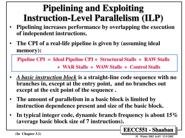 pipelining and exploiting instruction level parallelism ilp