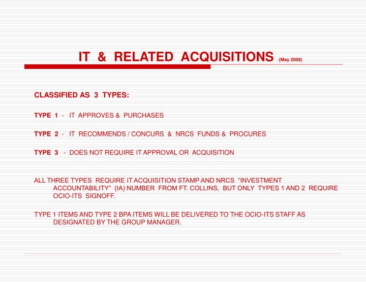 it related acquisitions may 2008