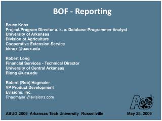 BOF - Reporting