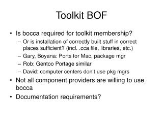 Toolkit BOF