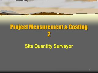 Project Measurement &amp; Costing 2