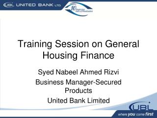 Training Session on General Housing Finance