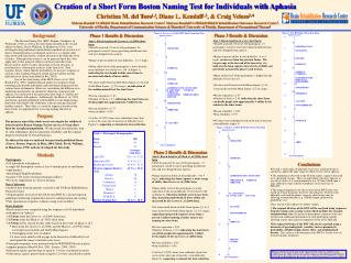 Creation of a Short Form Boston Naming Test for Individuals with Aphasia