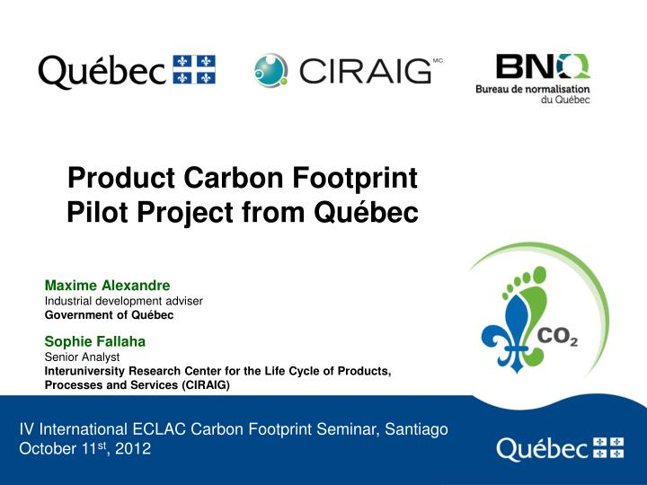 product carbon footprint pilot project from qu bec