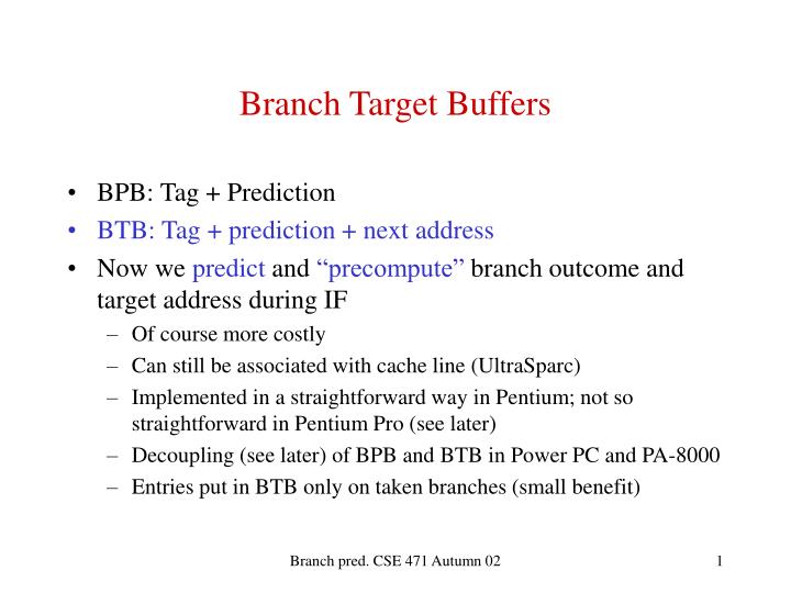 branch target buffers