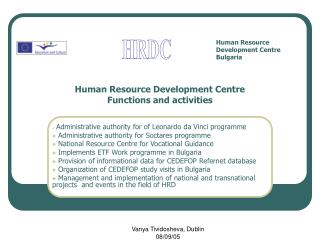 Human Resource Development Centre Functions and activities