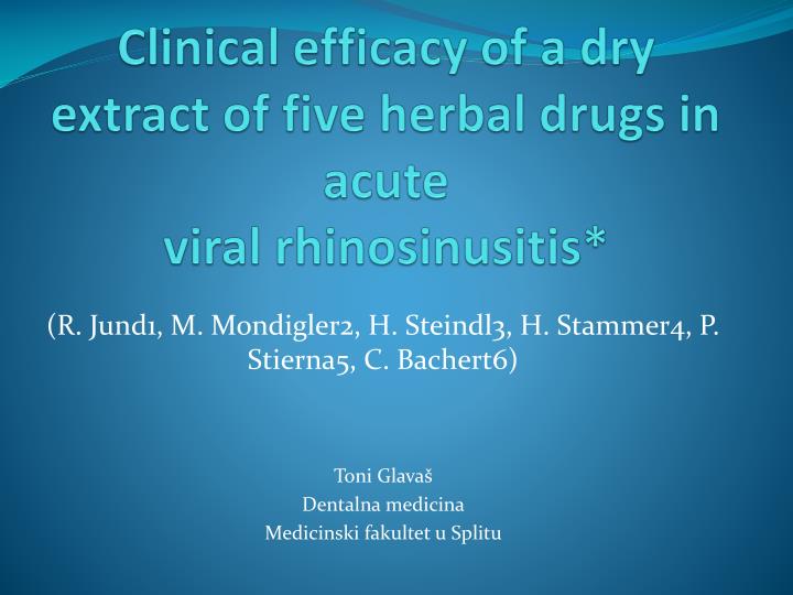 clinical efficacy of a dry extract of five herbal drugs in acute viral rhinosinusitis
