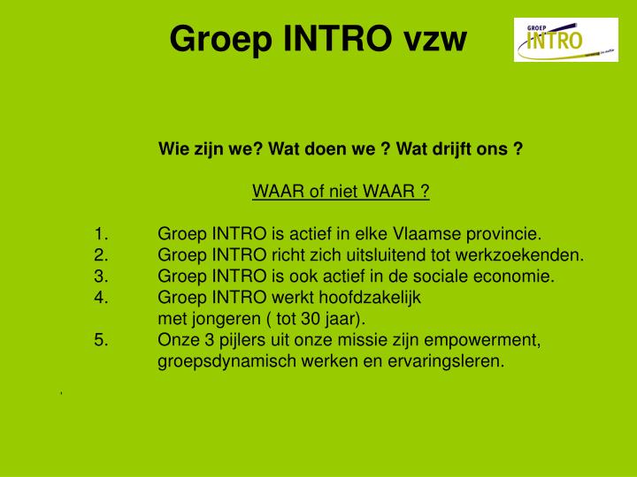 groep intro vzw