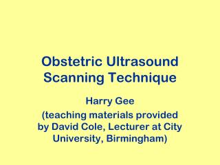 Obstetric Ultrasound Scanning Technique