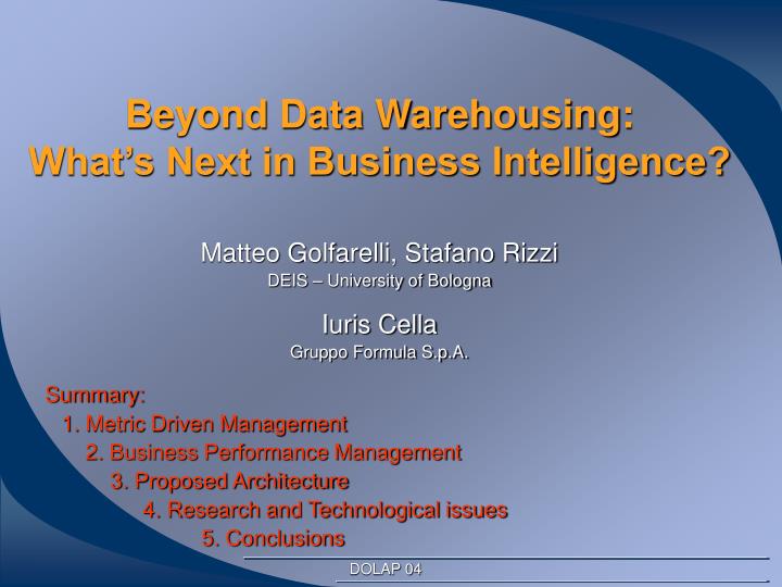 beyond data warehousing what s next in business intelligence