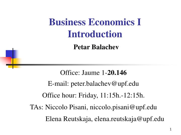 business economics i introduction petar balachev