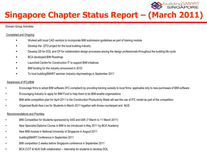 singapore chapter status report march 2011