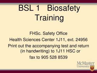 BSL 1 Biosafety Training