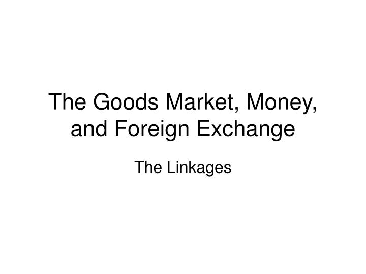 the goods market money and foreign exchange