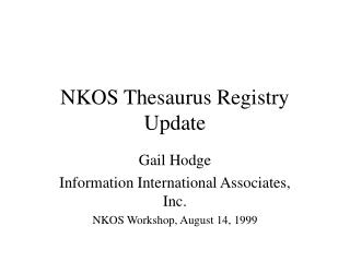 NKOS Thesaurus Registry Update