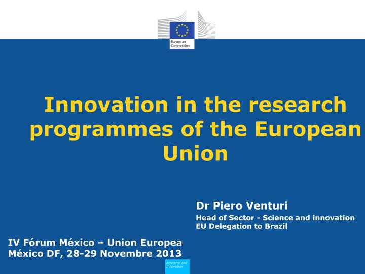 innovation in the research programmes of the european union