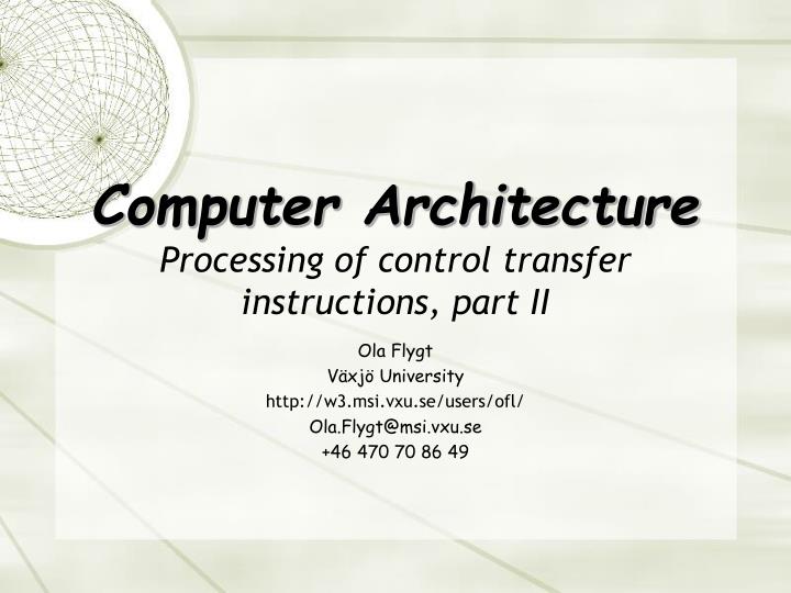 computer architecture processing of control transfer instructions part ii