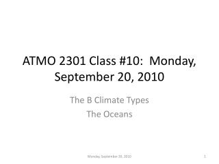 ATMO 2301 Class #10: Monday, September 20, 2010