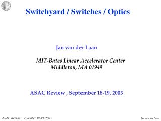 Jan van der Laan MIT-Bates Linear Accelerator Center Middleton, MA 01949