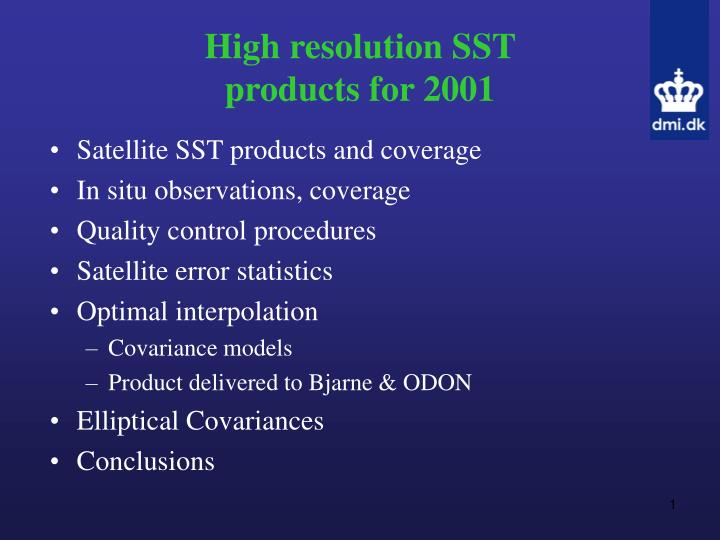 high resolution sst products for 2001