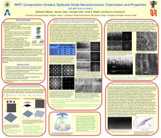 NIRT: Composition Graded, Epitaxial Oxide Nanostructures: Fabrication and Properties