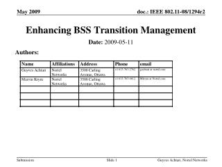 Enhancing BSS Transition Management