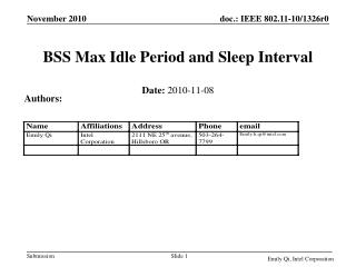 BSS Max Idle Period and Sleep Interval
