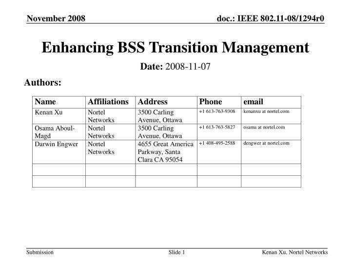enhancing bss transition management