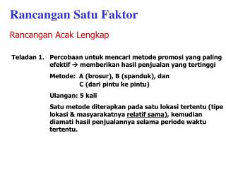 rancangan satu faktor