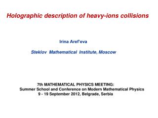 Holographic description of heavy-ions collisions