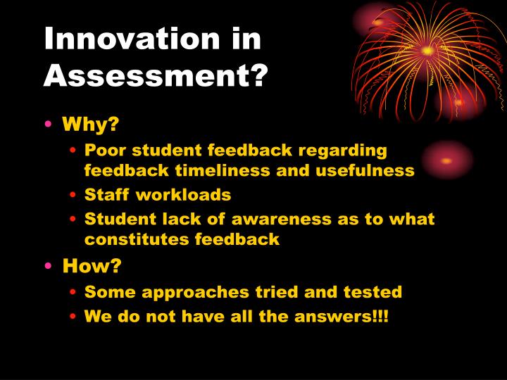 innovation in assessment