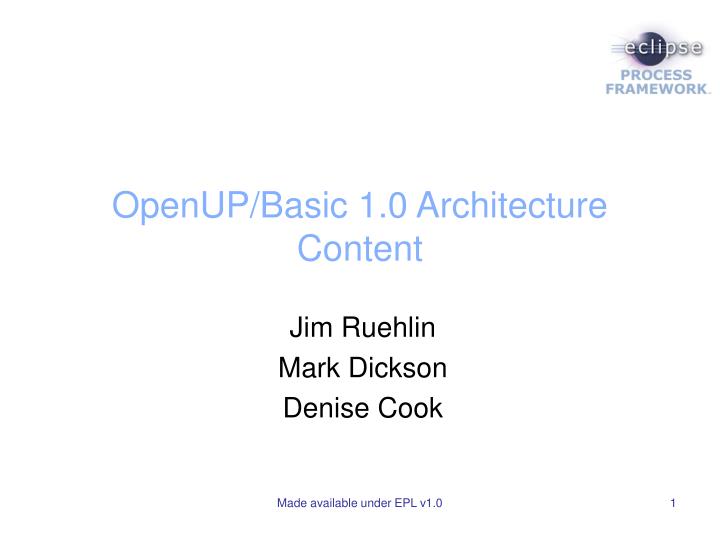 openup basic 1 0 architecture content