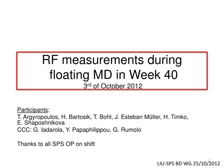rf measurements during floating md in week 40 3 rd of october 2012