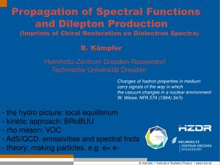Propagation of Spectral Functions and Dilepton Production