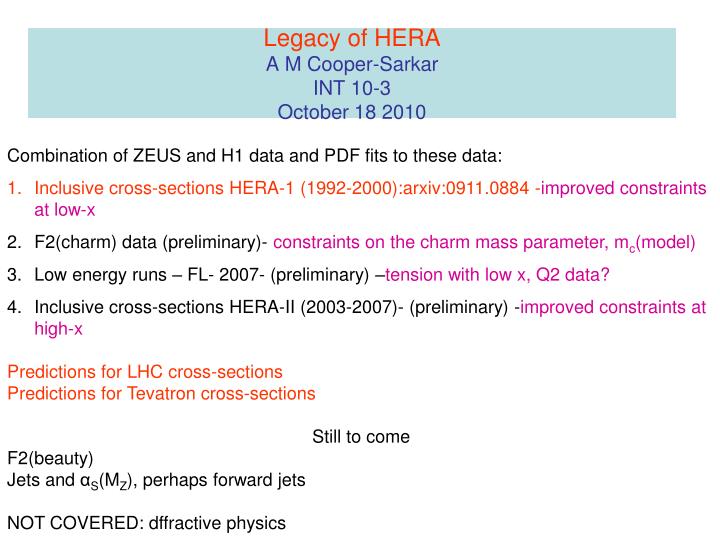 legacy of hera a m cooper sarkar int 10 3 october 18 2010