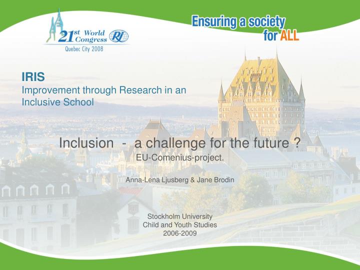 iris improvement through research in an inclusive school