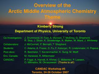 Overview of the Arctic Middle Atmospheric Chemistry Theme