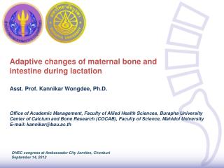 Adaptive changes of maternal bone and intestine during lactation
