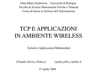 tcp e applicazioni in ambiente wireless