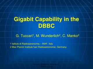 Gigabit Capability in the DBBC