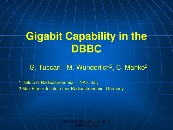 gigabit capability in the dbbc
