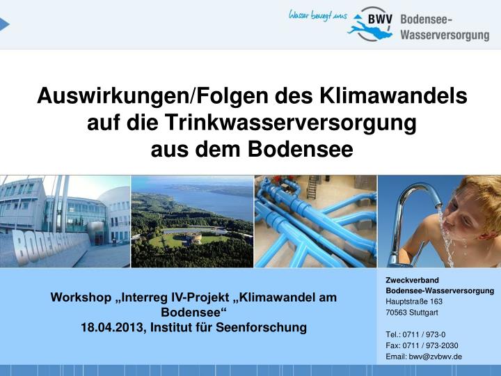PPT - Auswirkungen/Folgen des Klimawandels auf die Trinkwasserversorgung  aus dem Bodensee PowerPoint Presentation - ID:3265423
