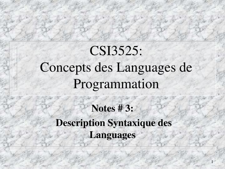 csi3525 concepts des languages de programmation